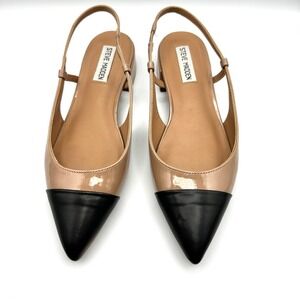 Steve Madden Shoes 8M Point Toe Low Slingback Nude Glossy Faux Leather Allure